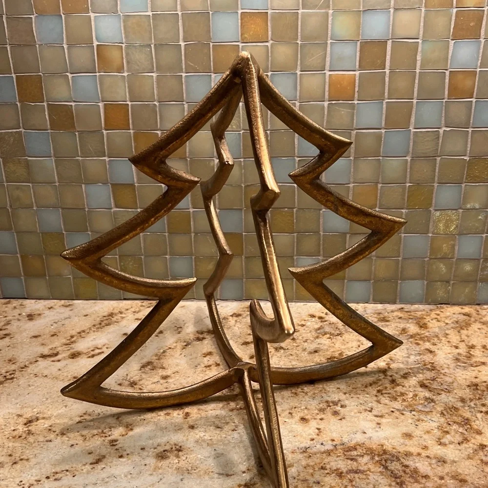 West Elm 3D Gold Metal Christmas Tree Decoration centerpiece